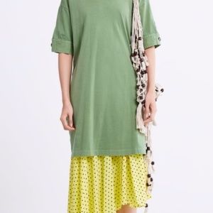 New Zara Green Button Short Sleeve T-shirt Dress